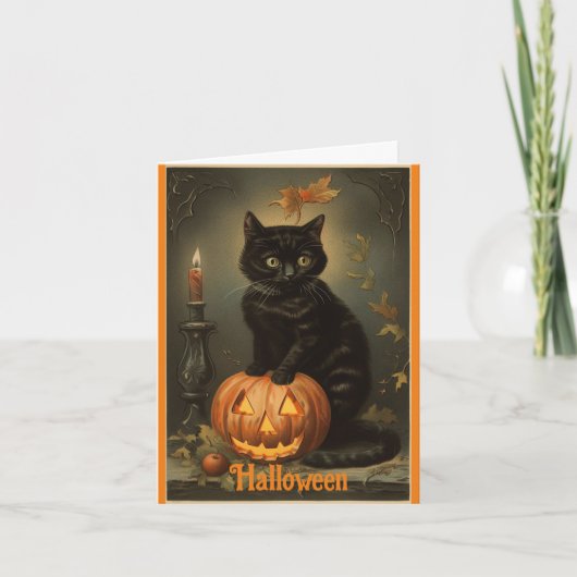 Carte de voeux Halloween Kitten vintage (Devant)