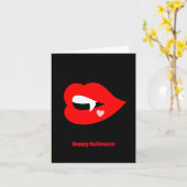 Carte de vœux Halloween Lèvre de Vampire (Fleur jaune)