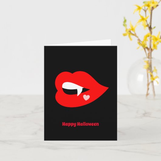 Carte de vœux Halloween Lèvre de Vampire (Fleur jaune)