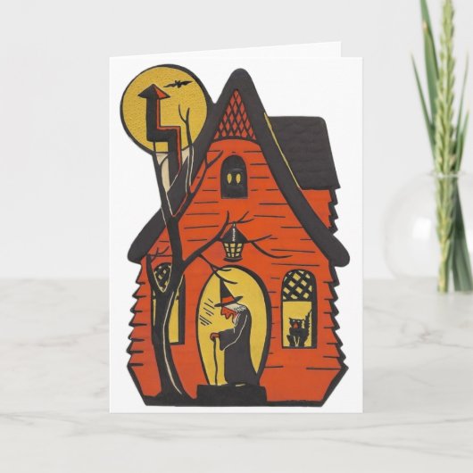 Carte de voeux Halloween Maison vintage (Devant)