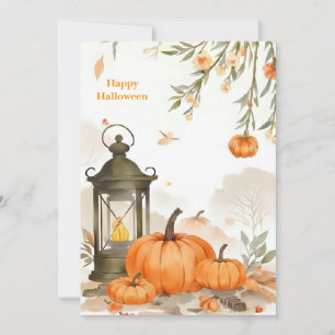 Carte de vœux Halloween nature morte citrouille aq