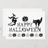 Carte de vœux Halloween noir blanc effrayant (Devant / Derrière)