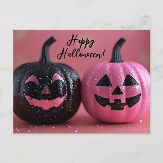 Carte de voeux Halloween Parties scintillant noire (Devant)