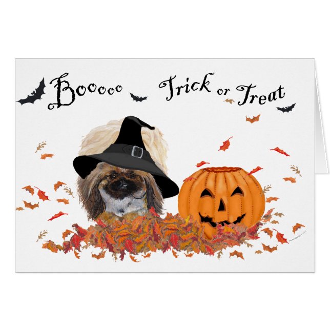 Carte de vœux Halloween Pékinois (Devant horizontal)
