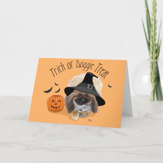 Carte de vœux Halloween Pékinois (Devant)