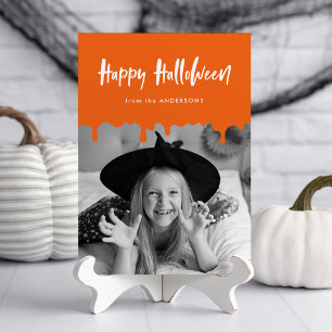 Carte de vœux Halloween photo orange sang qui coul
