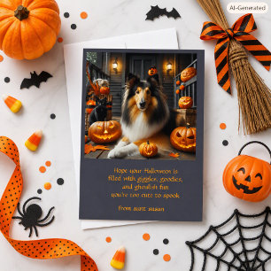 Carte de vœux Halloween pour enfants avec un chien