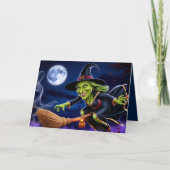 Carte de vœux Halloween/sorcière (Devant)