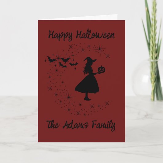 Carte de vœux Halloween sorcière (Devant)