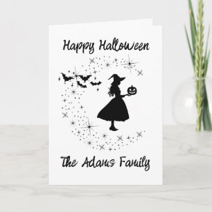 Carte de vœux Halloween sorcière