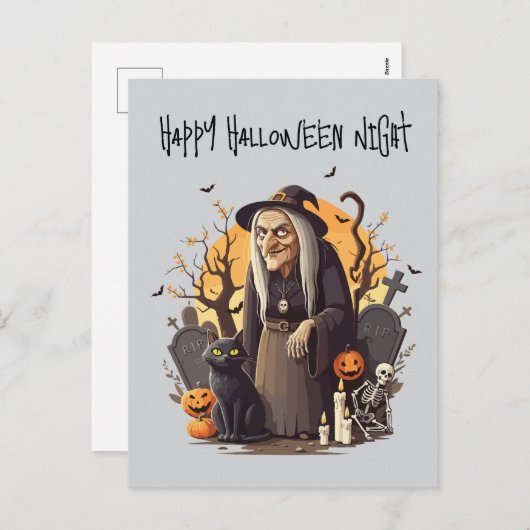 🎃🧙‍♀️ Carte de vœux Halloween sorcière 👻 (Devant / Derrière)
