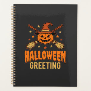 Carte de vœux Halloween Sorcière Citrouille Design