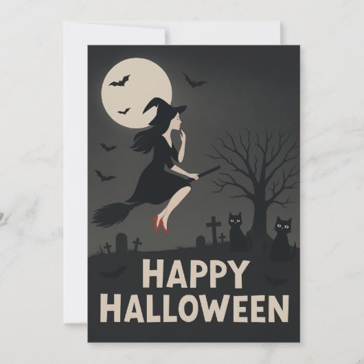 Carte de vœux Halloween Sorcière Effrayante (Devant)