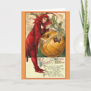 Carte de voeux Halloween sorcière vintage