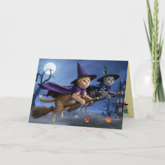 Carte de vœux Halloween Sorcières Tigrées