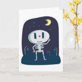 Carte de voeux Halloween/Squelette mignon (Fleur jaune)