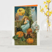 Carte de voeux Halloween vintage (Fleur jaune)