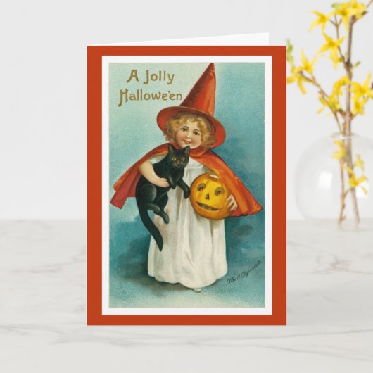 Carte de voeux Halloween vintage (Fleur jaune)