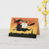 Carte de voeux Halloween Vintage personnalisée (Fleur jaune)