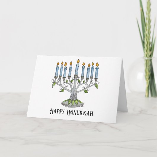 Carte de voeux - Hanoukka Menorah (Devant)