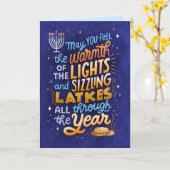 Carte de voeux Hanoukka non photo Light et Latkes (Fleur jaune)