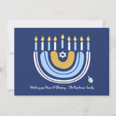 Carte de voeux HANOUKKA Rainbow Menorah Dreidel (Dos)