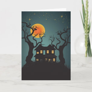 Carte de voeux hantée de Halloween de Chambre