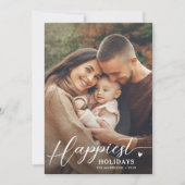 Carte de vœux Happiest Holidays Script Moderne Élé (Devant)