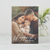 Carte de vœux Happiest Holidays Script Moderne Élé (Debout devant)
