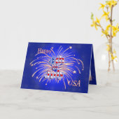 Carte de voeux Happy 4 juillet Fireworks (Fleur jaune)
