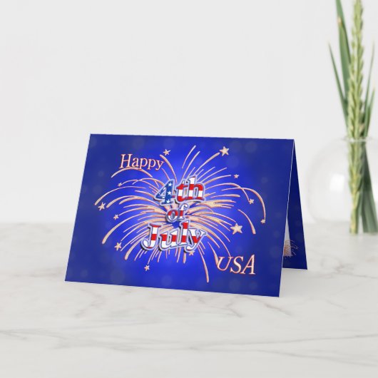 Carte de voeux Happy 4 juillet Fireworks (Devant)