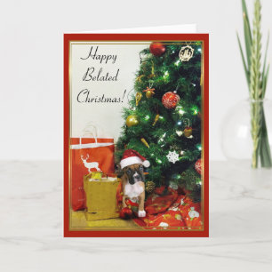Carte de voeux Happy Belated Christmas boxer