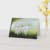 Carte de voeux "Happy Borzois" Chien Art Reproduct (Fleur jaune)