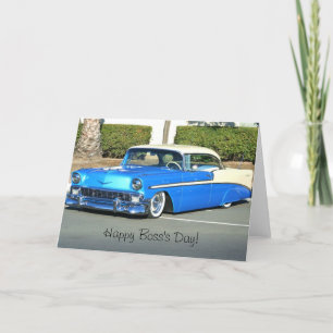 Carte de voeux Happy Boss's Day Classic bleu voitu