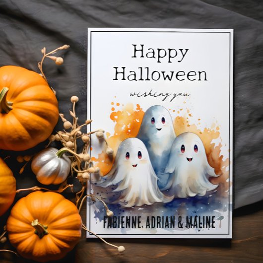 Carte de voeux Happy Ghosts Family Halloween