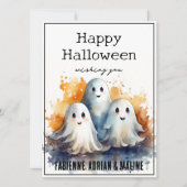 Carte de voeux Happy Ghosts Family Halloween (Devant)