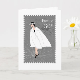 Carte de voeux Happy Girl France Stamp