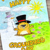 Carte de voeux Happy Groundhog Day