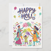 Carte de vœux Happy Holi - Festival de couleurs en