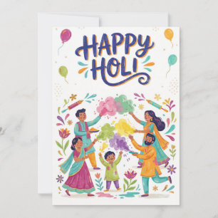 Carte de vœux Happy Holi - Festival de couleurs en