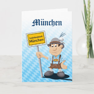 Carte de voeux Happy Lederhosen Man Munich Signe