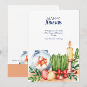 Carte de vœux Happy Nowruz Bowl à poissons (Devant / Derrière)
