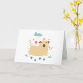 Carte de voeux Happy Puggy (vide) (Fleur jaune)