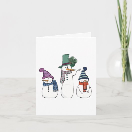 Carte de voeux Happy Snowman Family Blank (Devant)