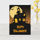 Carte de voeux Haunted House Halloween (Fleur jaune)