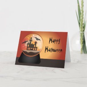 Carte de voeux Haunted House Snow Globe Halloween
