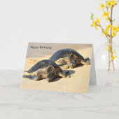 Carte de voeux hawaïenne de tortues de mer (Fleur jaune)