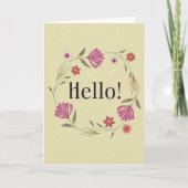 Carte de vœux Hello Couronne Florale Rose & Or (Devant)