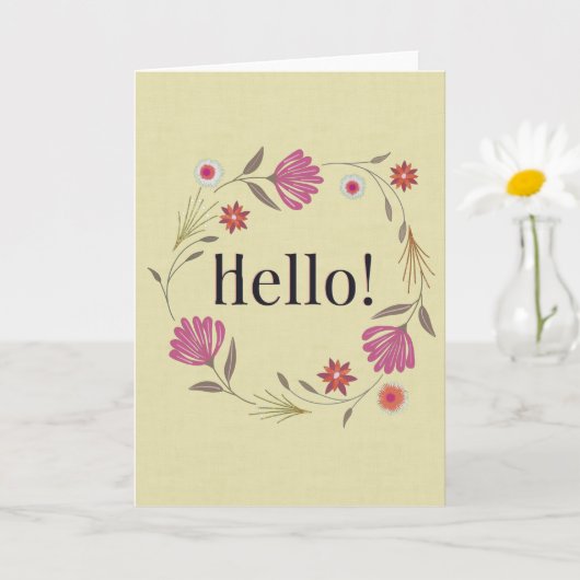 Carte de vœux Hello Couronne Florale Rose & Or (Petite plante)