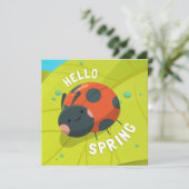 Carte de voeux Hello Spring Ladybug (Debout devant)